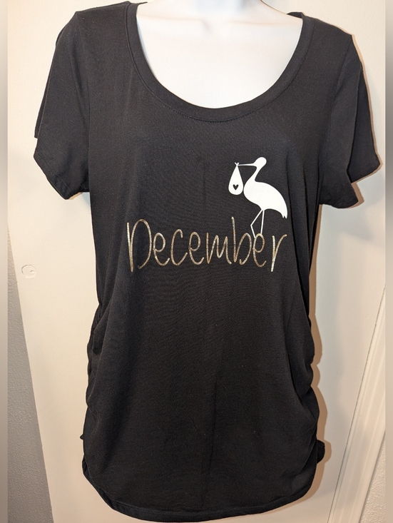 Motherhood Maternity Tops - Motherhood T Shirt maternity black side ruched Large December
